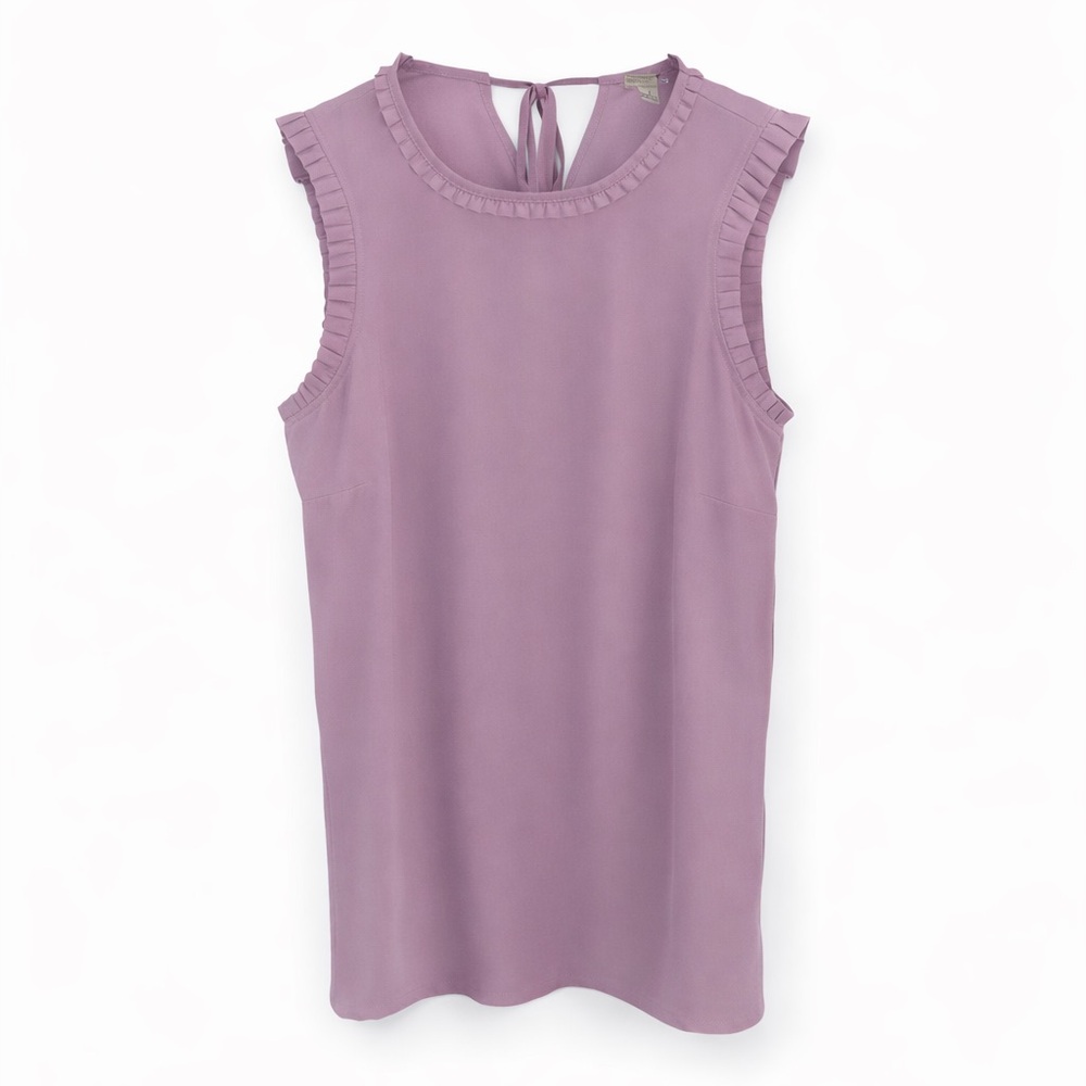 💜 J Crew Lavender Sleeveless Pleated Scoop Neck Tie-Back Blouse | Size 2